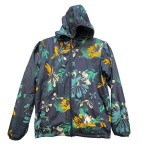 Columbia Youth Hooded Jacket Size L Multicolor Floral Reversible Full Zip